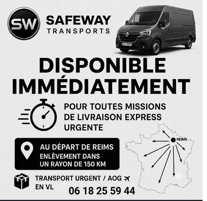 SafeWay Transports — disponible immédiatement pour livraison express
