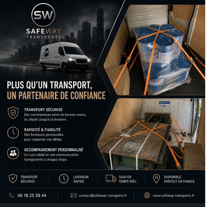 SafeWay Transports — transport pour secteurs variés, produits chimiques et pièces techniques